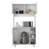 Tuhome 95 Pantry Kit, Four Legs, Double Door Cabinet, Three Shelves, White ALB5576